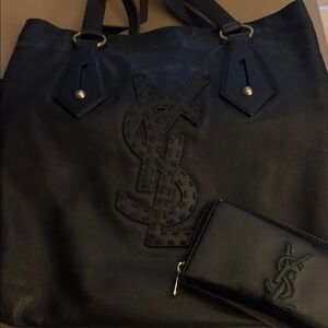 Yves Saint Laurent Elegant Black Tote and Wallet